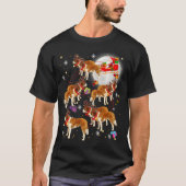 Santa Claus Riding Saint Bernard-kerstpyjama T-shirt (Voorkant)