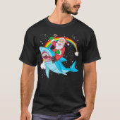 santa claus riding shark kerstmis t-shirt (Voorkant)