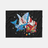 Santa Claus Riding Shark Lover Vrolijk Kerstfeest  Fleece Deken (Voorkant (Horizontaal))
