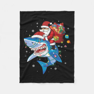 Santa Claus Riding Shark Lover Vrolijk Kerstfeest  Fleece Deken