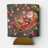 Santa Claus Riding Sleigh met een rendier Blikjeskoeler (Achterkant)