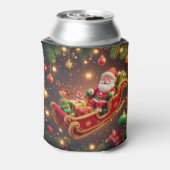 Santa Claus Riding Sleigh met een rendier Blikjeskoeler (Blikje Achterkant)