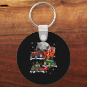 Santa Claus Riding Tractor Sleigh Christmas Tracto Sleutelhanger (Voorkant)