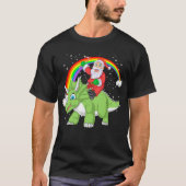 santa claus riding triceratops kerstmis t-shirt (Voorkant)