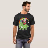 santa claus riding triceratops kerstmis t-shirt (Voorkant volledig)