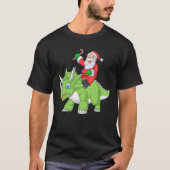 santa claus riding triceratops kerstmis t-shirt (Voorkant)