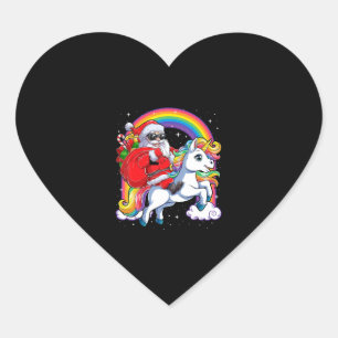 Santa Claus Riding Unicorn Funny Kerstmis Hart Sticker