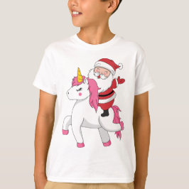 santa claus riding unicorn t-shirt