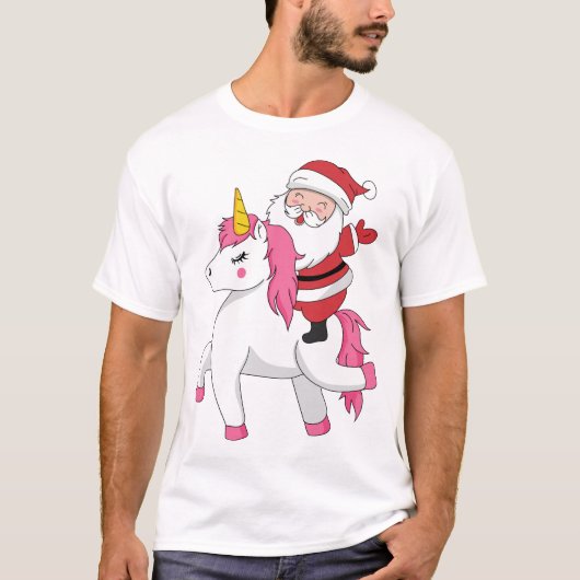 santa claus riding unicorn t-shirt (Voorkant)