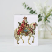  Santa Claus Riding White Horse Feestdagenkaart (Staand voorkant)