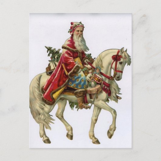  Santa Claus Riding White Horse Feestdagenkaart (Voorkant)