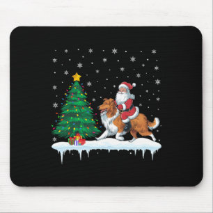 Santa Claus Rijden Bearded Collie Dog Boys Meisjes Muismat