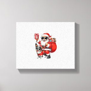 Santa Claus Rijden op een Chihuahua Dog Christmas  Canvas Afdruk