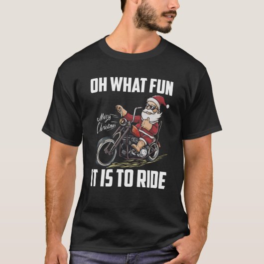 Santa Claus Rijdende Motorfiets Biker Christmas Mo T-shirt (Voorkant)