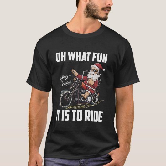 Santa Claus Rijdende Motorfiets Biker Christmas Mo T-shirt (Voorkant)