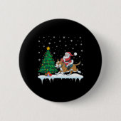 Santa Claus Rijdende Rundvee Hond Jongens Meisjes  Ronde Button 5,7 Cm (Voorkant)