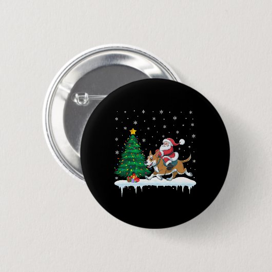 Santa Claus Rijdende Rundvee Hond Jongens Meisjes  Ronde Button 5,7 Cm (Voorkant /achterkant)