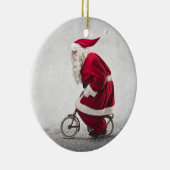 Santa Claus rijdt een fiets Keramisch Ornament (Rechts)