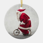 Santa Claus rijdt een fiets Keramisch Ornament (Voorkant)