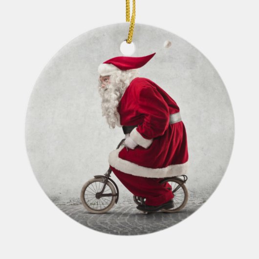 Santa Claus rijdt een fiets Keramisch Ornament (Voorkant)