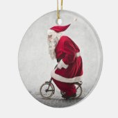 Santa Claus rijdt een fiets Keramisch Ornament (Links)