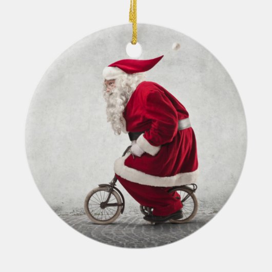 Santa Claus rijdt een fiets Keramisch Ornament (Achterkant)