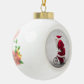 Santa Claus rijdt een fiets Keramische Bal Ornament (Links)