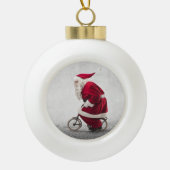 Santa Claus rijdt een fiets Keramische Bal Ornament (Voorkant)
