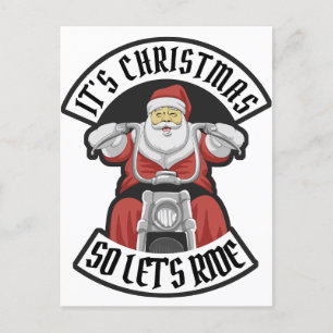 Santa Claus rijdt met een motorfiets Briefkaart