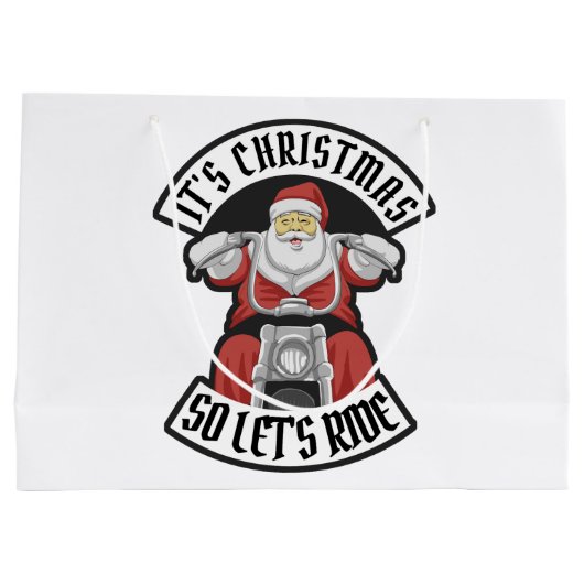 Santa Claus rijdt met een motorfiets Groot Cadeauzakje (Achterkant)