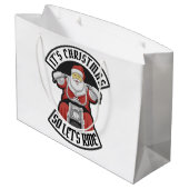 Santa Claus rijdt met een motorfiets Groot Cadeauzakje (Achterkant Gekanteld)