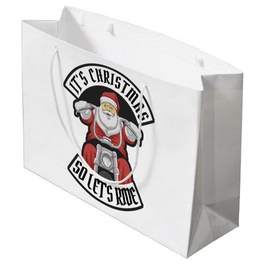 Santa Claus rijdt met een motorfiets Groot Cadeauzakje (Achterkant Gekanteld)