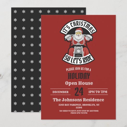 Santa Claus rijdt met een motorfiets Kaart (Voorkant / Achterkant)