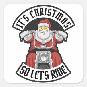 Santa Claus rijdt met een motorfiets Vierkante Sticker
