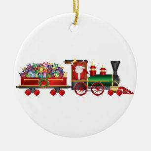 Santa Claus Ringing Bell op Train Ornament