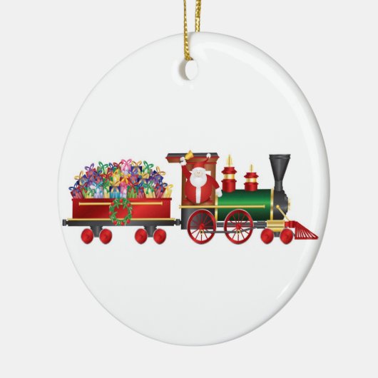 Santa Claus Ringing Bell op Train Ornament (Links)