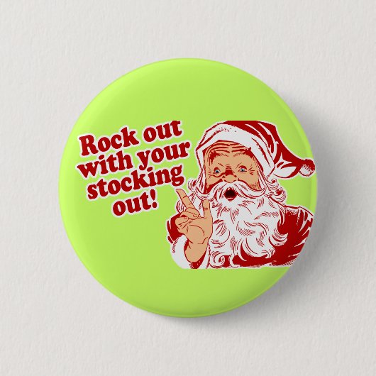 Santa Claus Rock Ronde Button 5,7 Cm (Voorkant)