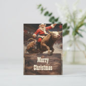 Santa Claus Rodeo Briefkaart (Staand voorkant)