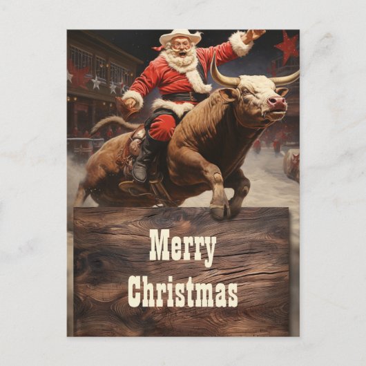 Santa Claus Rodeo Briefkaart (Voorkant)