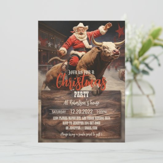 Santa Claus Rodeo Kaart (Staand voorkant)