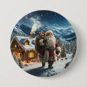Santa Claus Ronde Button 7,6 Cm (Voorkant)