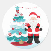 Santa Claus Ronde Sticker (Voorkant)