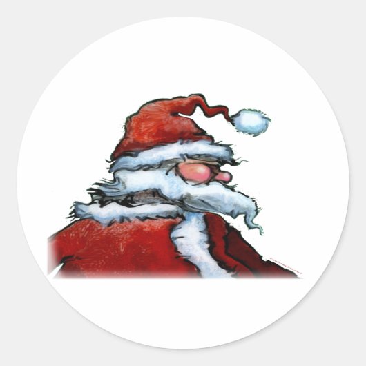 Santa Claus Ronde Sticker (Voorkant)