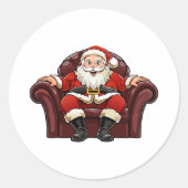 Santa Claus Ronde Sticker (Voorkant)