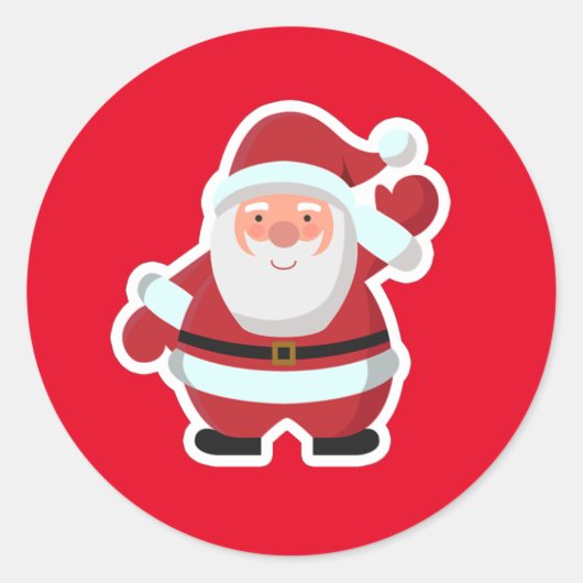 Santa Claus Ronde Sticker (Voorkant)