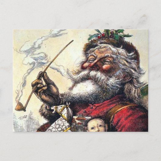 SANTA CLAUS ROOKING ONTWERP FEESTDAGENKAART (Voorkant)