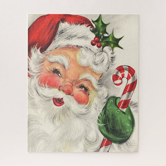 Santa Claus Rosy Cheeks Holding Candy Cane Jigsee Legpuzzel (Verticaal)