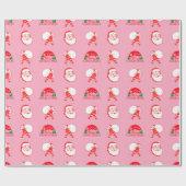 santa claus roze kerstpapier cadeaupapier (Vlak)