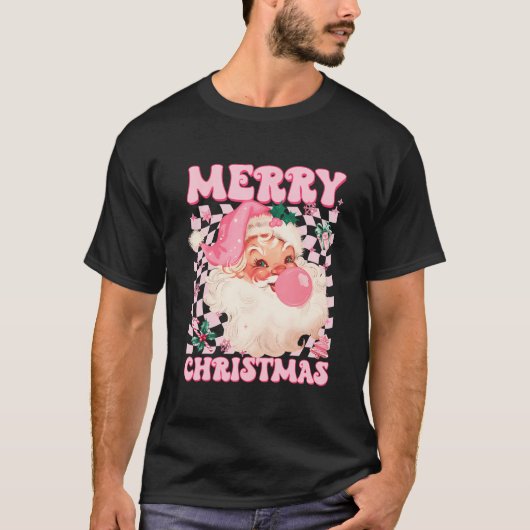 Santa Claus Roze Zonnebril Blowing Bubble Gum T-shirt (Voorkant)