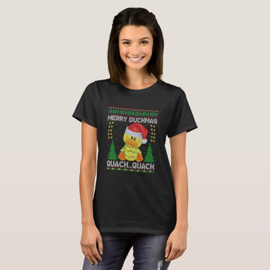 Santa Claus Rubber Duck Ugly Kerstmis T-shirt (Voorkant volledig)